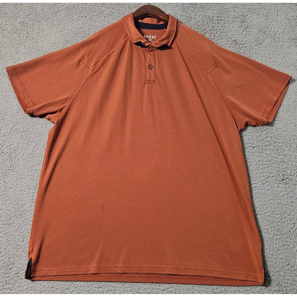 Rhone Orange Men's Short Sleeve Stretch Polo Shirt Size XL